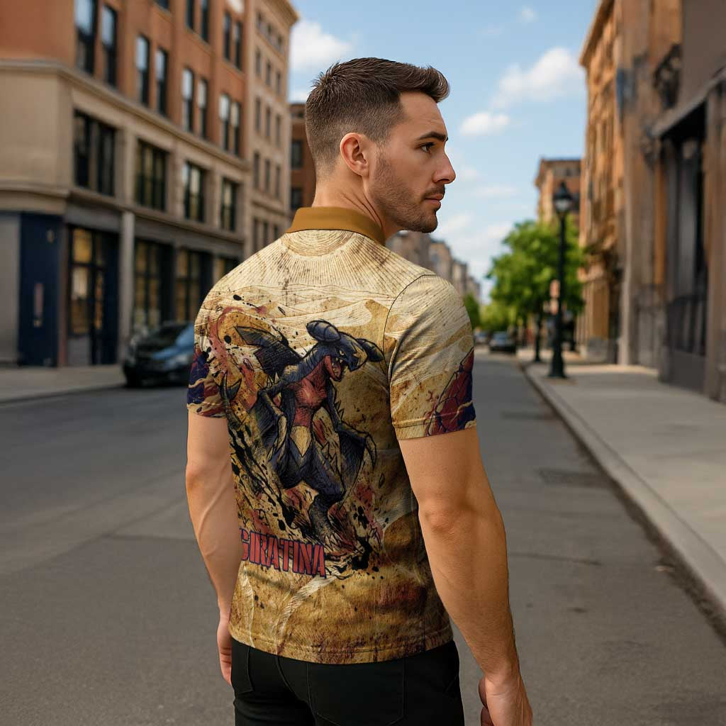 The Desert Apex Giratina Zipper Polo Shirt Grunge Ink Sandstorm Art