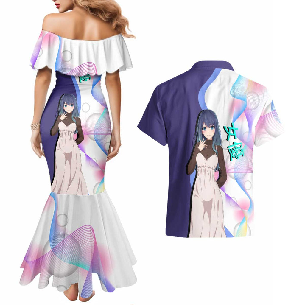 Akane Kurokawa Couples Matching Mermaid Dress and Hawaiian Shirt Chic Idol Anime Style