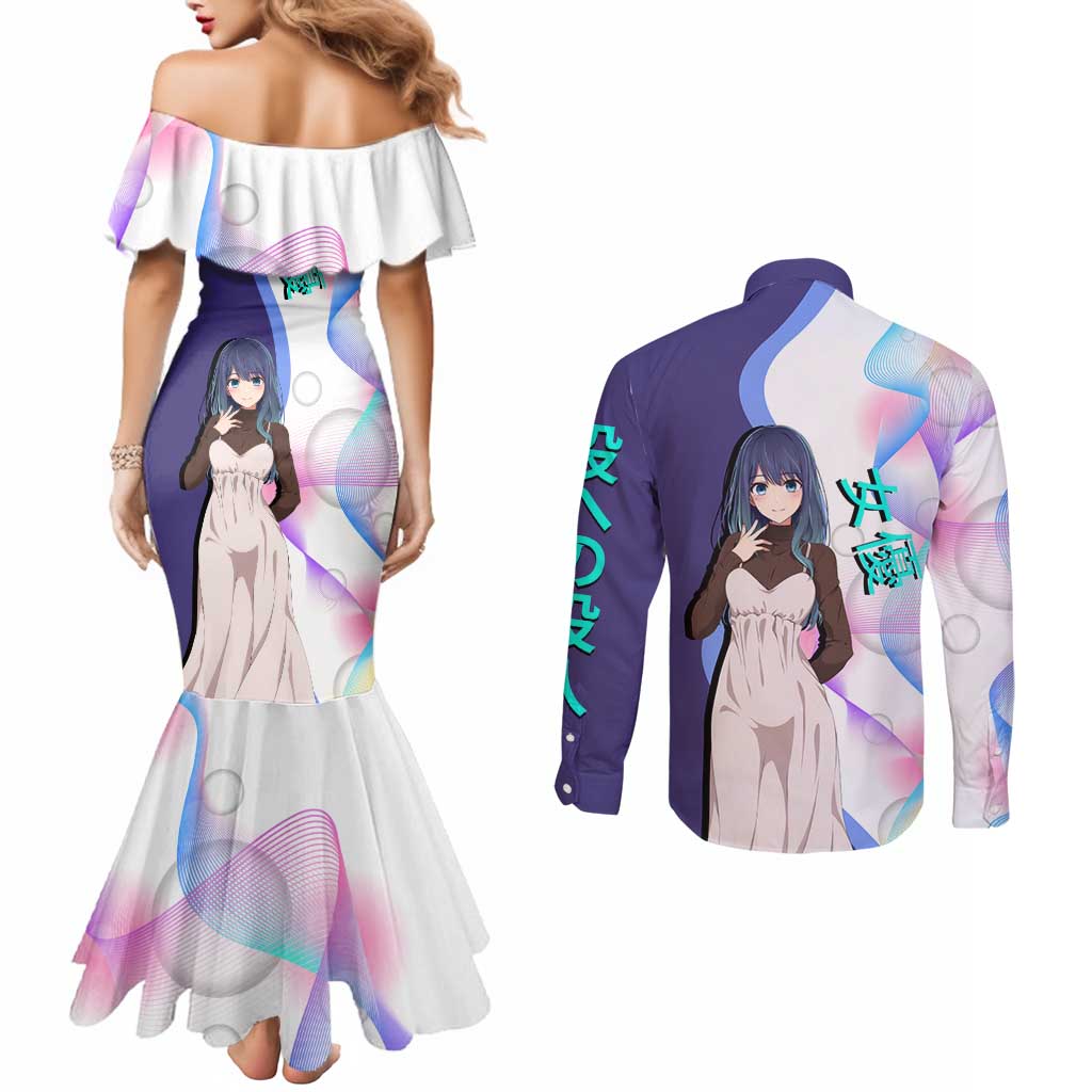 Akane Kurokawa Couples Matching Mermaid Dress and Long Sleeve Button Shirt Chic Idol Anime Style