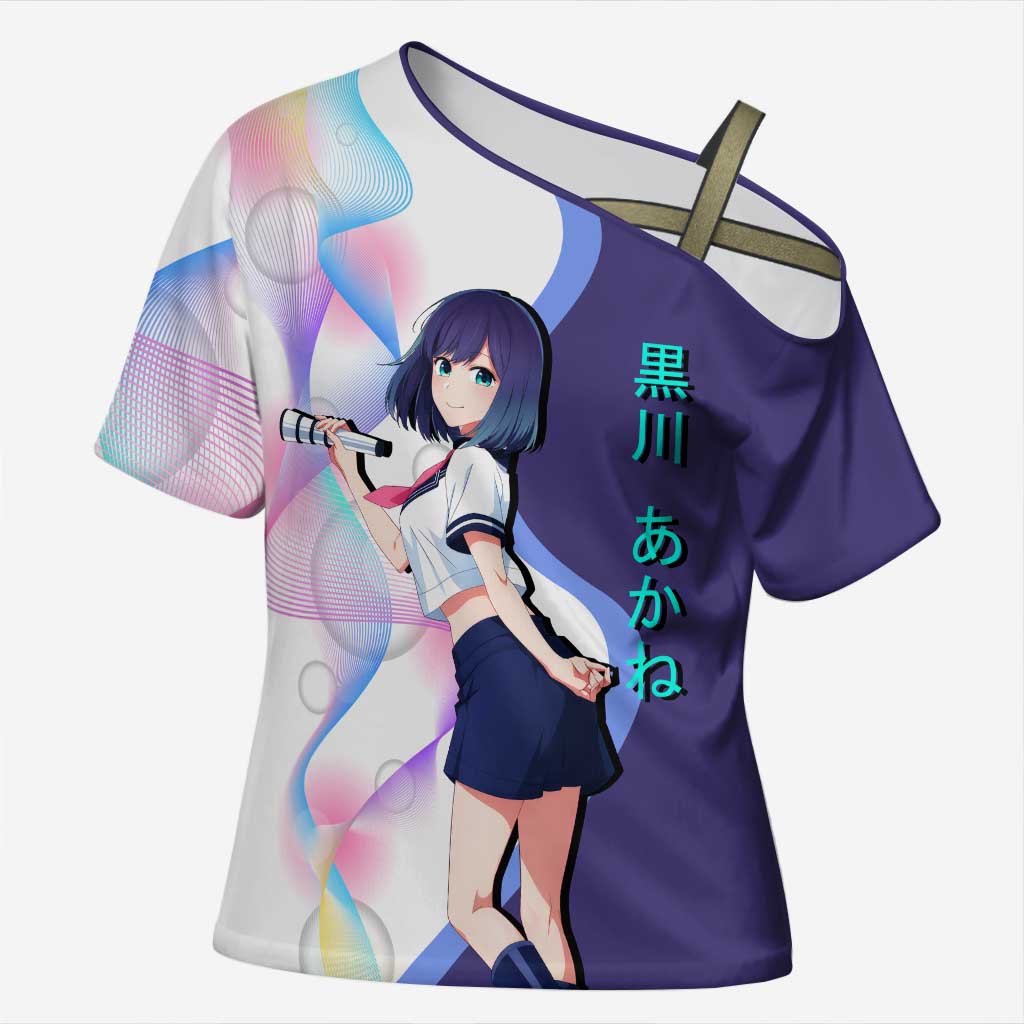 Akane Kurokawa Cross Shoulder Shirt Chic Idol Anime Style