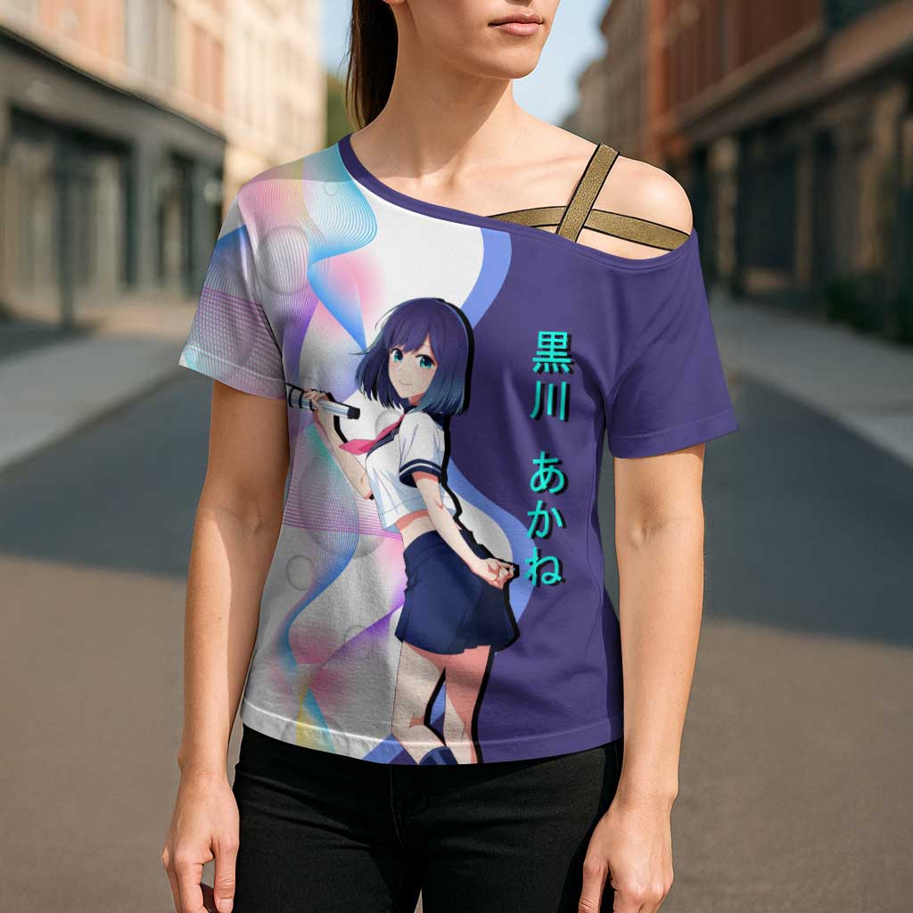 Akane Kurokawa Cross Shoulder Shirt Chic Idol Anime Style