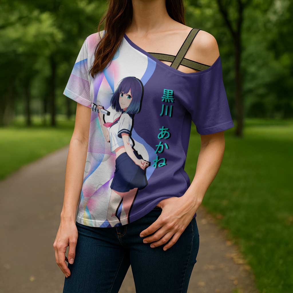 Akane Kurokawa Cross Shoulder Shirt Chic Idol Anime Style