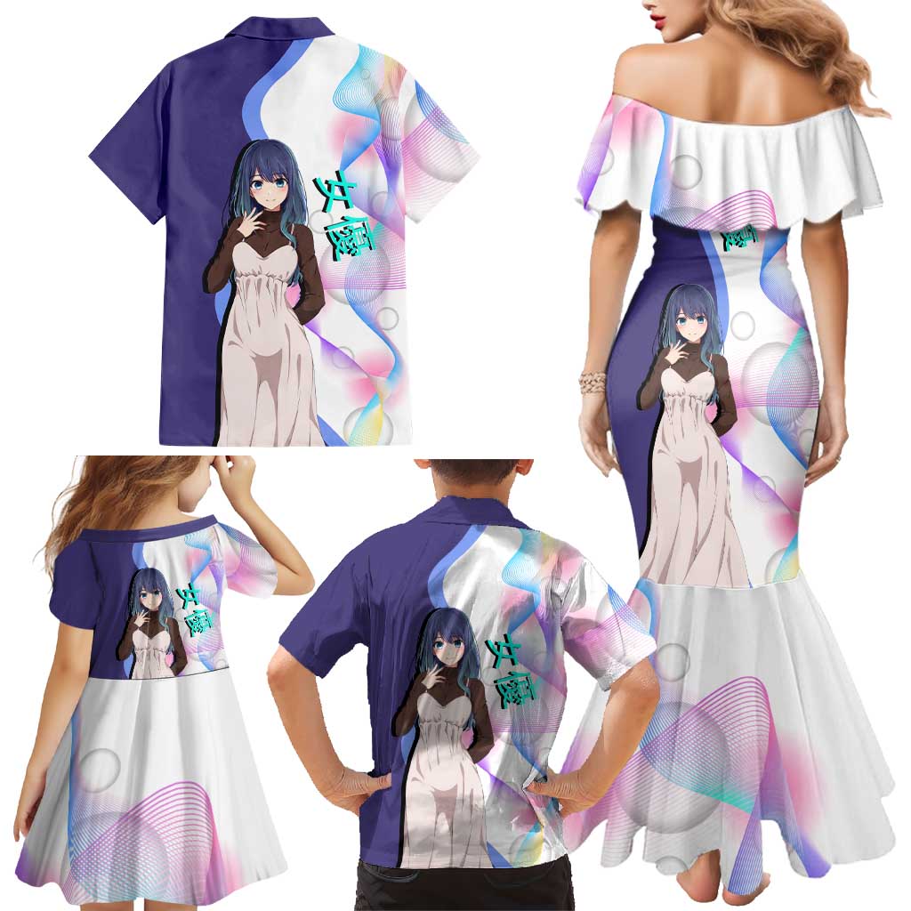 Akane Kurokawa Family Matching Mermaid Dress and Hawaiian Shirt Chic Idol Anime Style