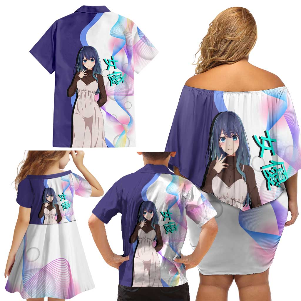 Akane Kurokawa Family Matching Off Shoulder Short Dress and Hawaiian Shirt Chic Idol Anime Style