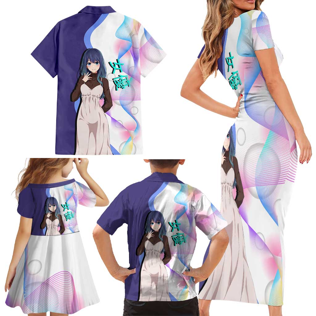 Akane Kurokawa Family Matching Short Sleeve Bodycon Dress and Hawaiian Shirt Chic Idol Anime Style
