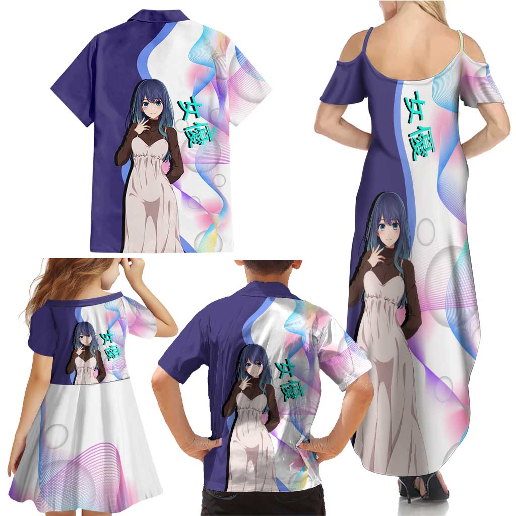Akane Kurokawa Family Matching Summer Maxi Dress and Hawaiian Shirt Chic Idol Anime Style