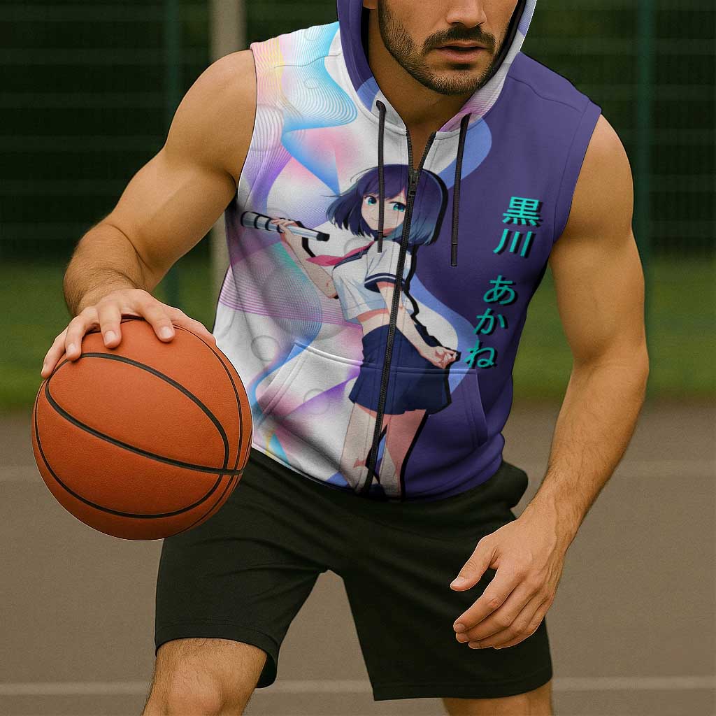 Akane Kurokawa Sleeveless Zip Hoodie Chic Idol Anime Style