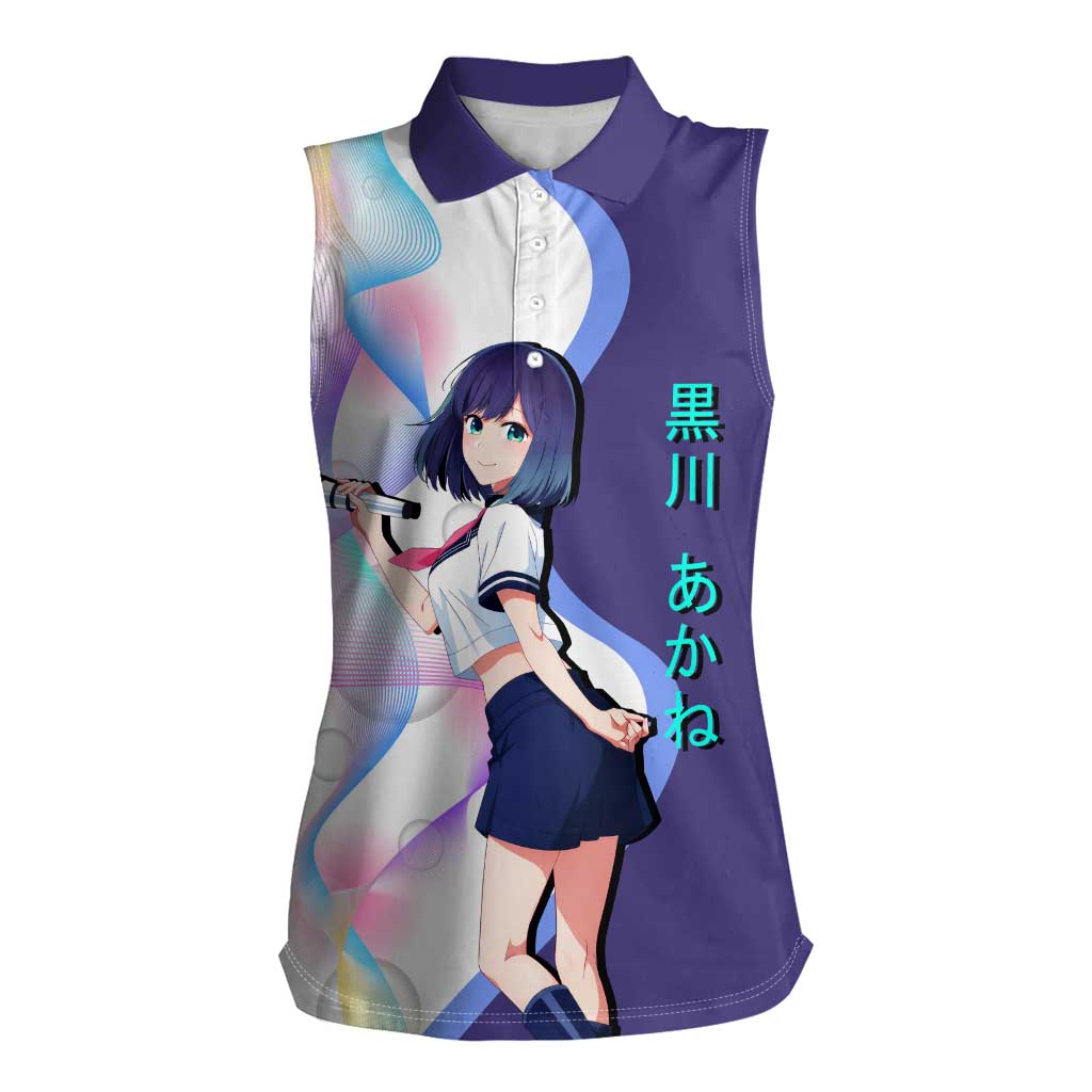 Akane Kurokawa Women Sleeveless Polo Shirt Chic Idol Anime Style