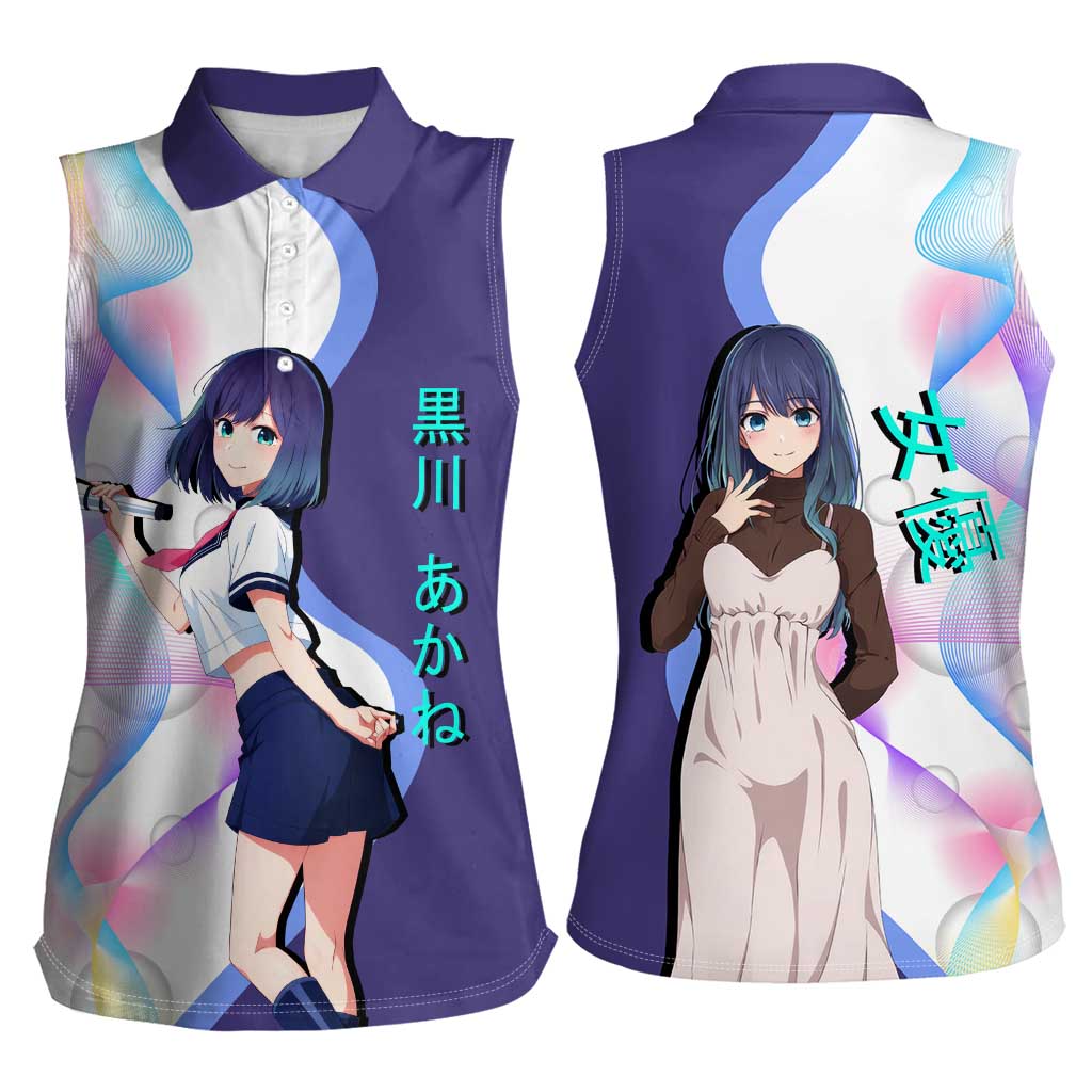 Akane Kurokawa Women Sleeveless Polo Shirt Chic Idol Anime Style