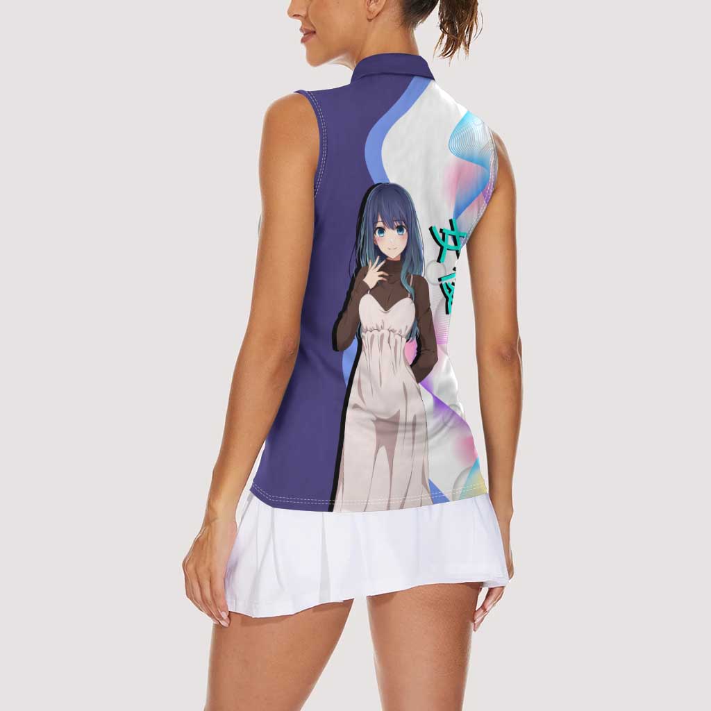 Akane Kurokawa Women Sleeveless Polo Shirt Chic Idol Anime Style