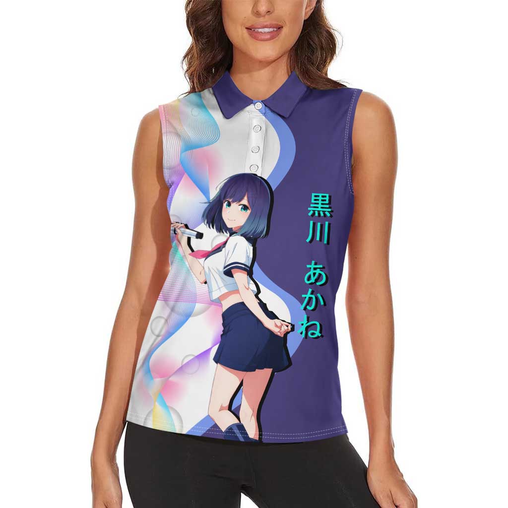 Akane Kurokawa Women Sleeveless Polo Shirt Chic Idol Anime Style