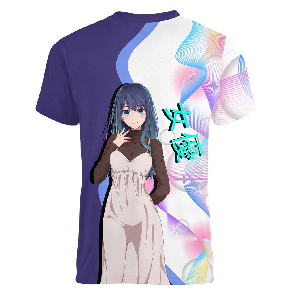 Akane Kurokawa Women V-Neck T-Shirt Chic Idol Anime Style