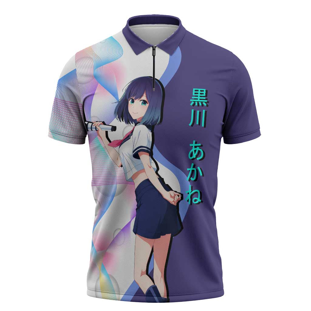 Akane Kurokawa Zipper Polo Shirt Chic Idol Anime Style