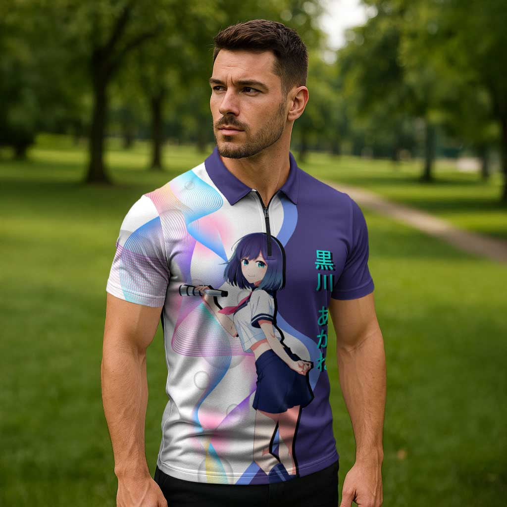 Akane Kurokawa Zipper Polo Shirt Chic Idol Anime Style
