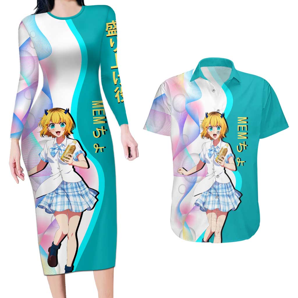 MEM-cho Idol Couples Matching Long Sleeve Bodycon Dress and Hawaiian Shirt Playful Idol Anime Style