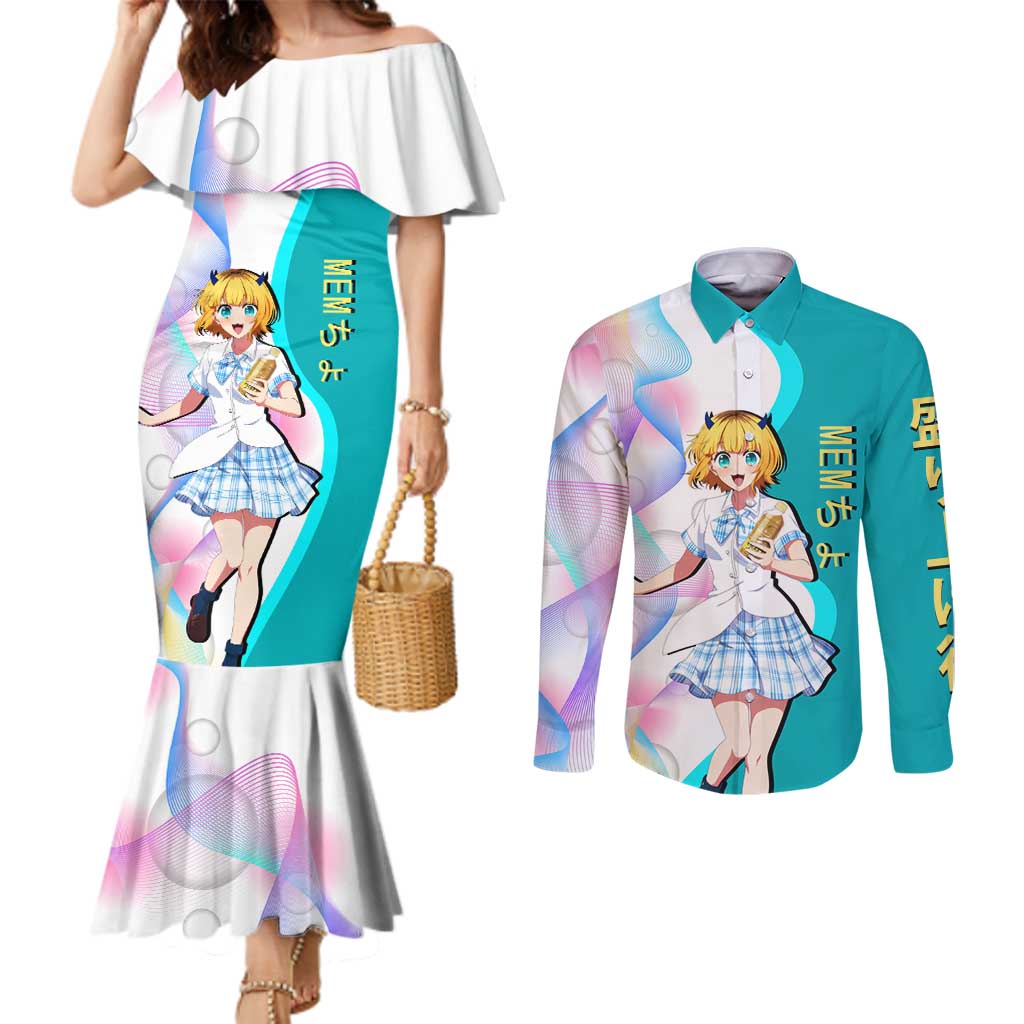 MEM-cho Idol Couples Matching Mermaid Dress and Long Sleeve Button Shirt Playful Idol Anime Style
