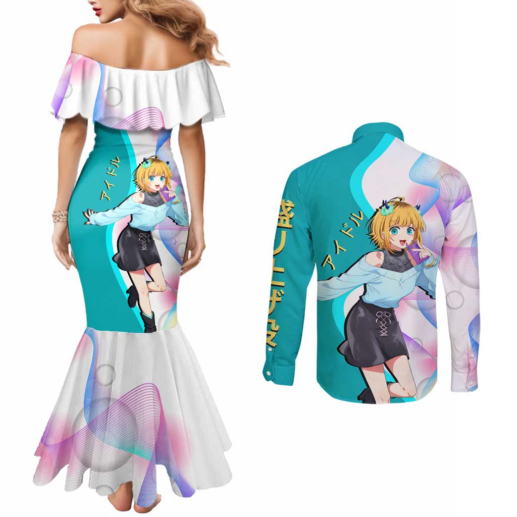 MEM-cho Idol Couples Matching Mermaid Dress and Long Sleeve Button Shirt Playful Idol Anime Style