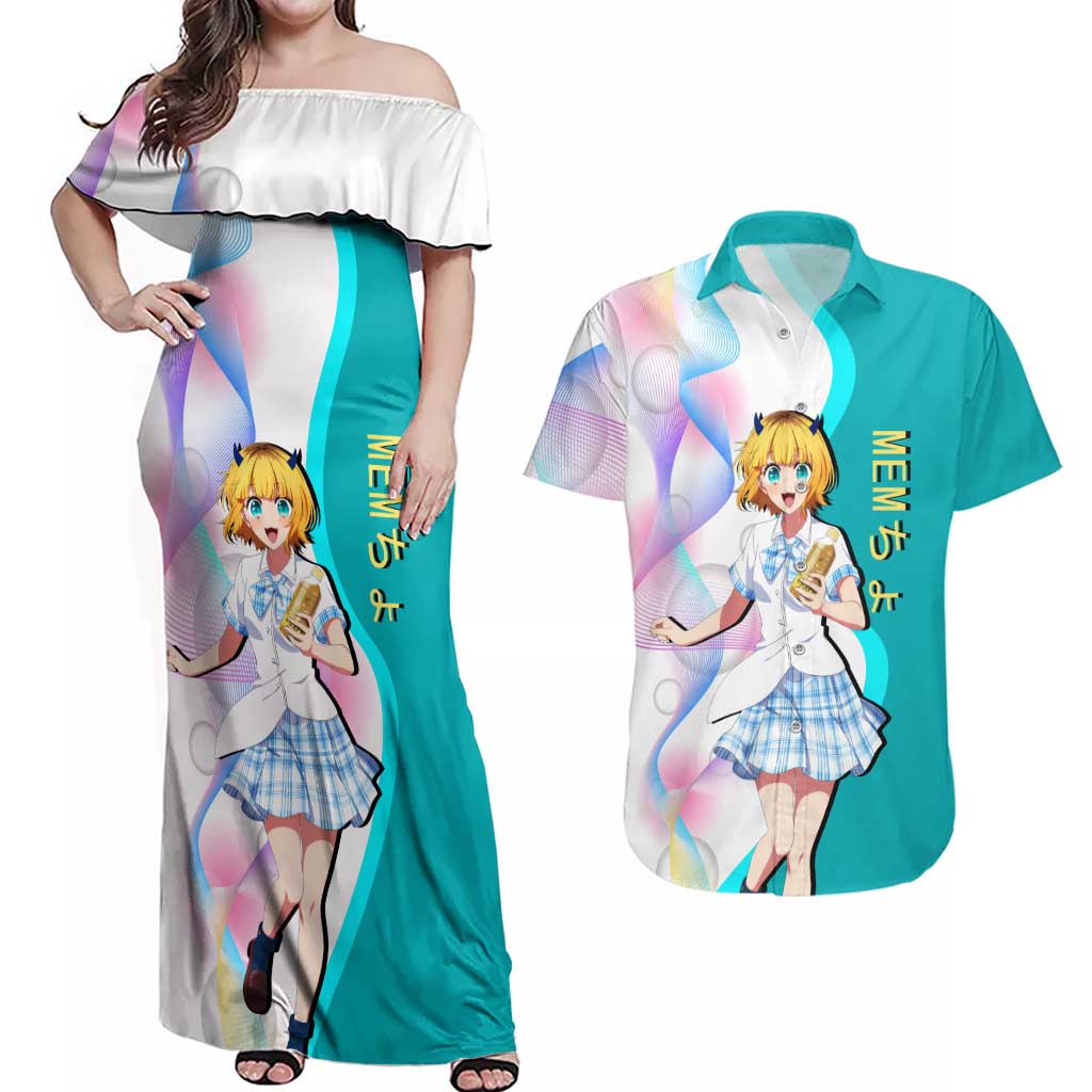 MEM-cho Idol Couples Matching Off Shoulder Maxi Dress and Hawaiian Shirt Playful Idol Anime Style