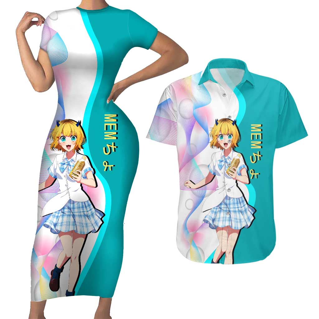 MEM-cho Idol Couples Matching Short Sleeve Bodycon Dress and Hawaiian Shirt Playful Idol Anime Style