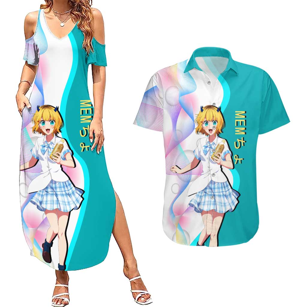 MEM-cho Idol Couples Matching Summer Maxi Dress and Hawaiian Shirt Playful Idol Anime Style