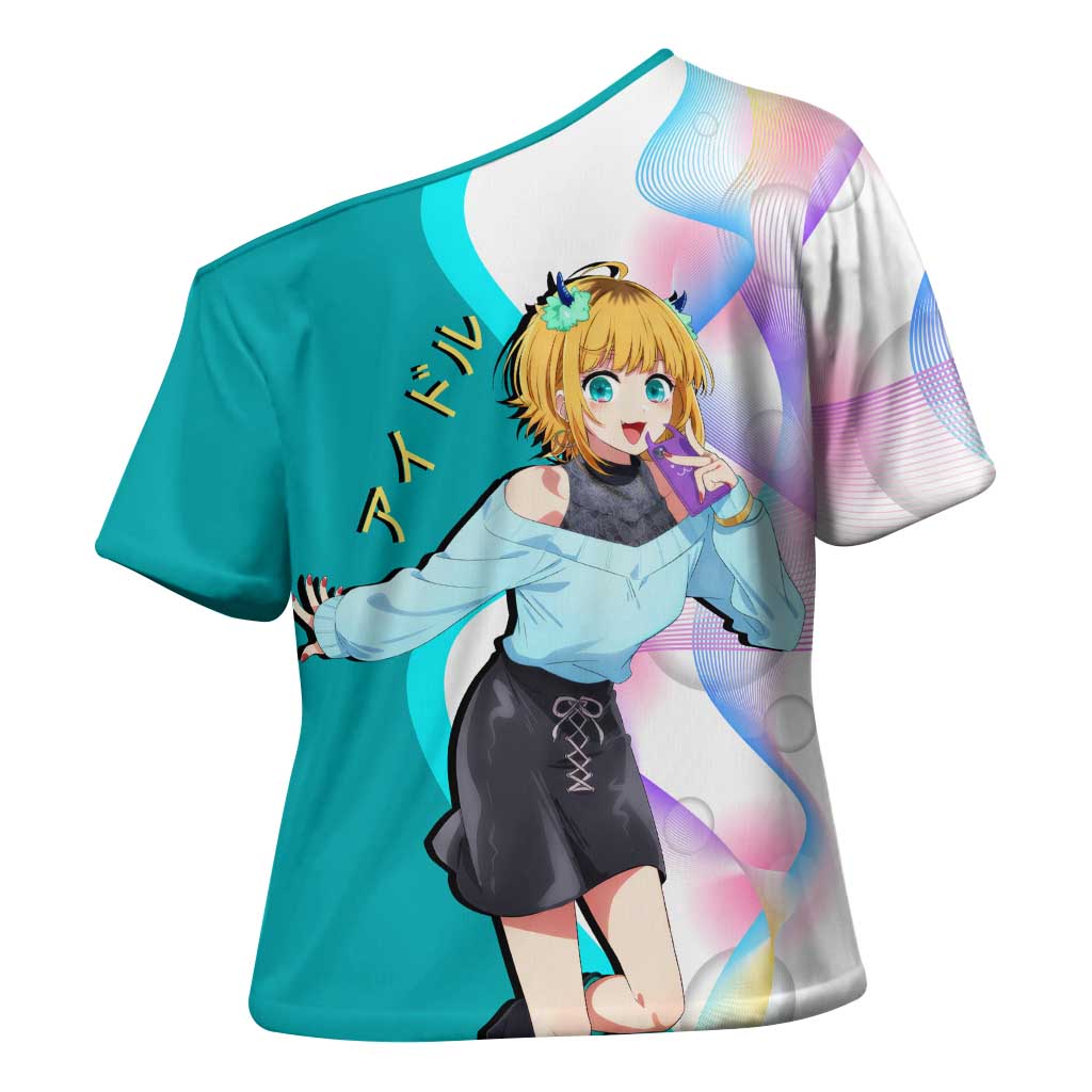 MEM-cho Idol Cross Shoulder Shirt Playful Idol Anime Style