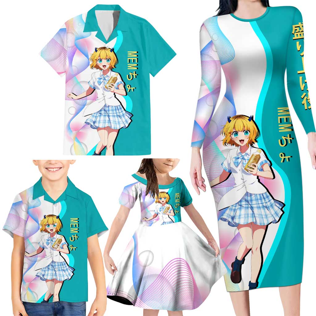MEM-cho Idol Family Matching Long Sleeve Bodycon Dress and Hawaiian Shirt Playful Idol Anime Style