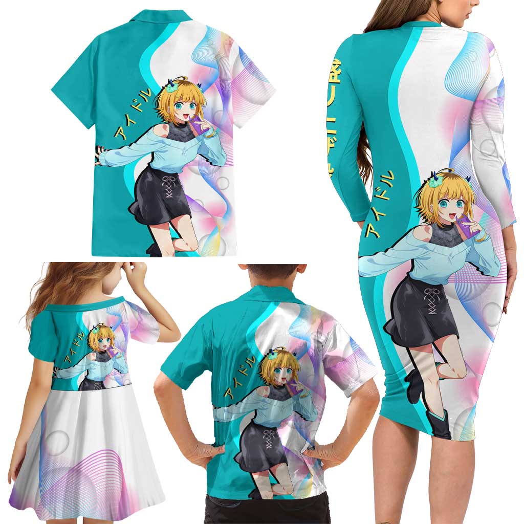 MEM-cho Idol Family Matching Long Sleeve Bodycon Dress and Hawaiian Shirt Playful Idol Anime Style