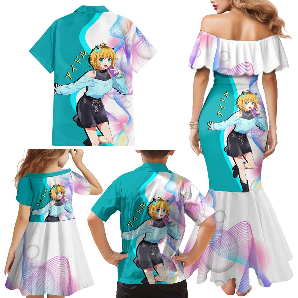 MEM-cho Idol Family Matching Mermaid Dress and Hawaiian Shirt Playful Idol Anime Style