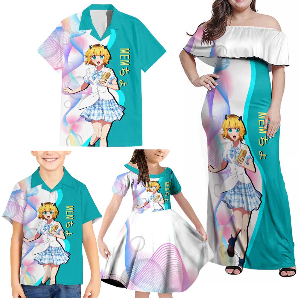 MEM-cho Idol Family Matching Off Shoulder Maxi Dress and Hawaiian Shirt Playful Idol Anime Style