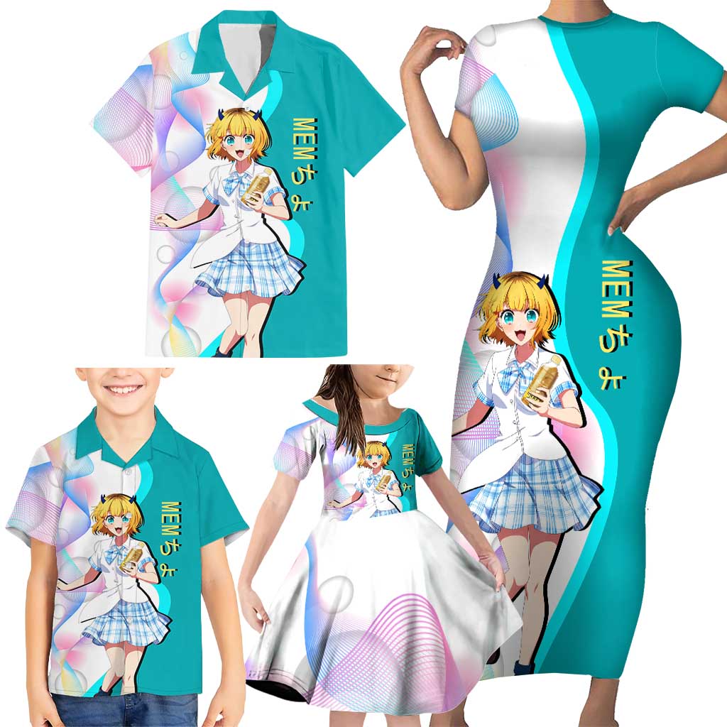 MEM-cho Idol Family Matching Short Sleeve Bodycon Dress and Hawaiian Shirt Playful Idol Anime Style