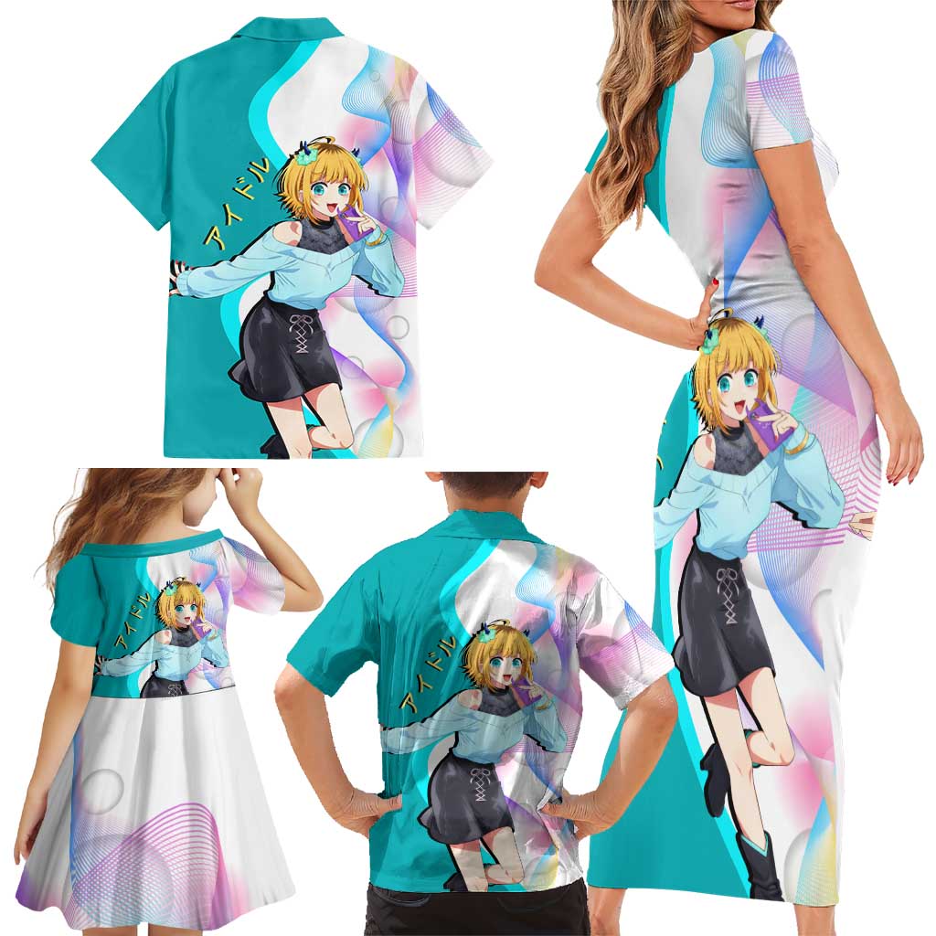 MEM-cho Idol Family Matching Short Sleeve Bodycon Dress and Hawaiian Shirt Playful Idol Anime Style