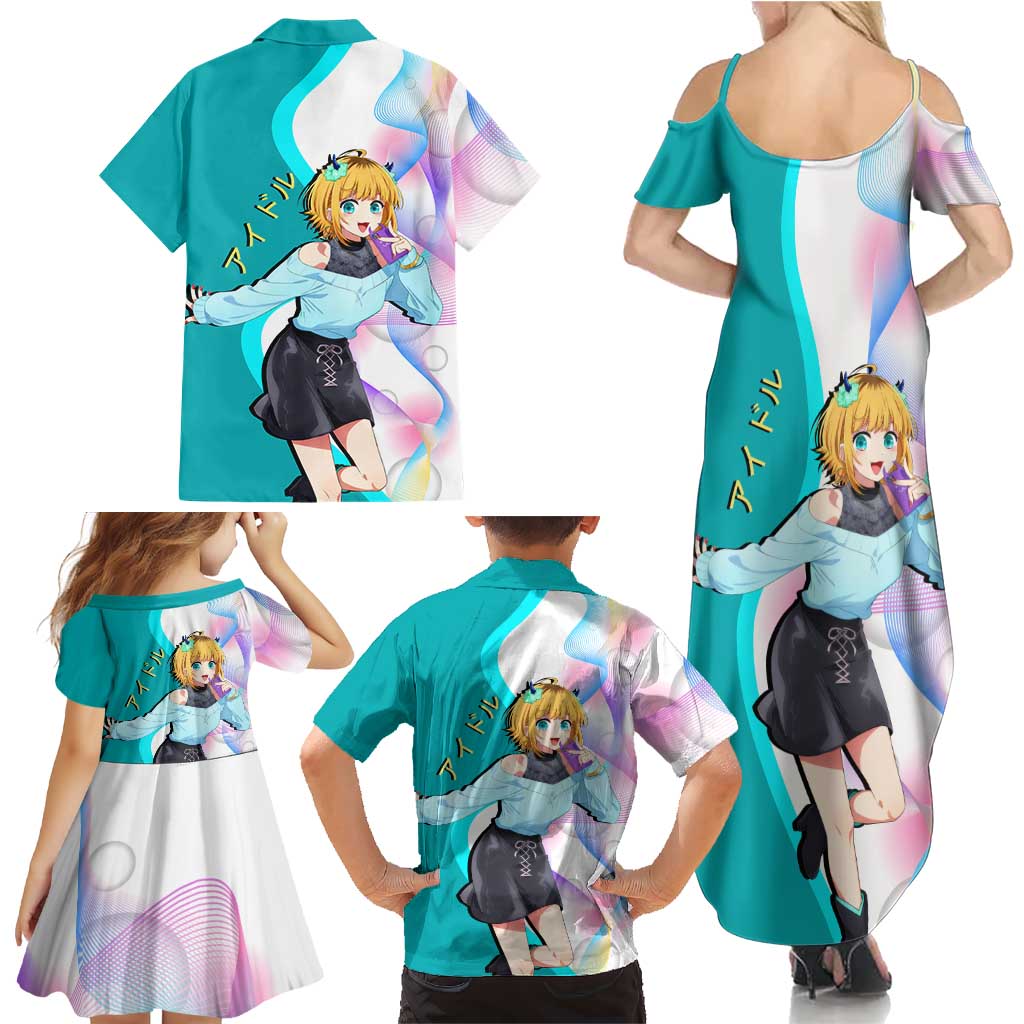 MEM-cho Idol Family Matching Summer Maxi Dress and Hawaiian Shirt Playful Idol Anime Style