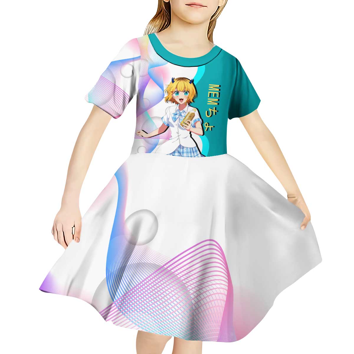 MEM-cho Idol Kid Short Sleeve Dress Playful Idol Anime Style