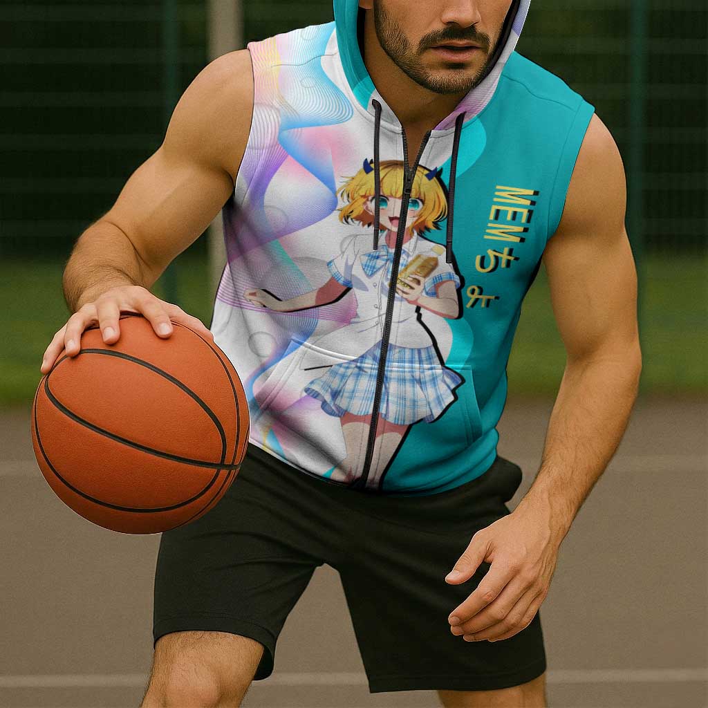 MEM-cho Idol Sleeveless Zip Hoodie Playful Idol Anime Style