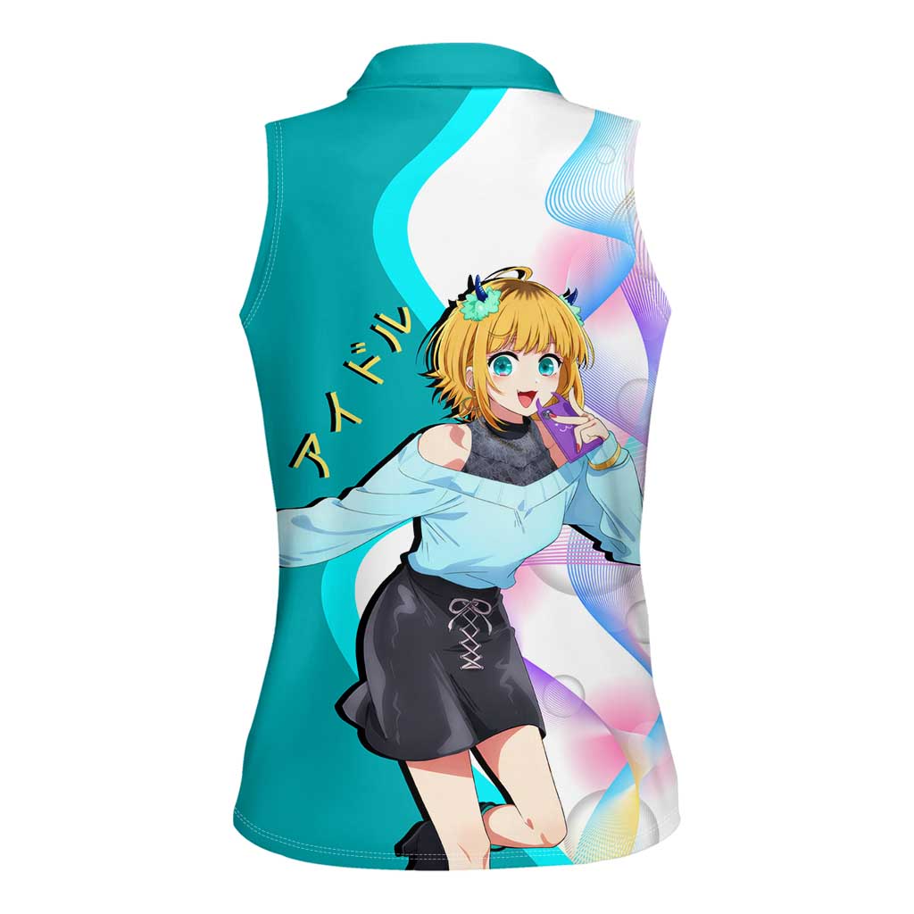 MEM-cho Idol Women Sleeveless Polo Shirt Playful Idol Anime Style