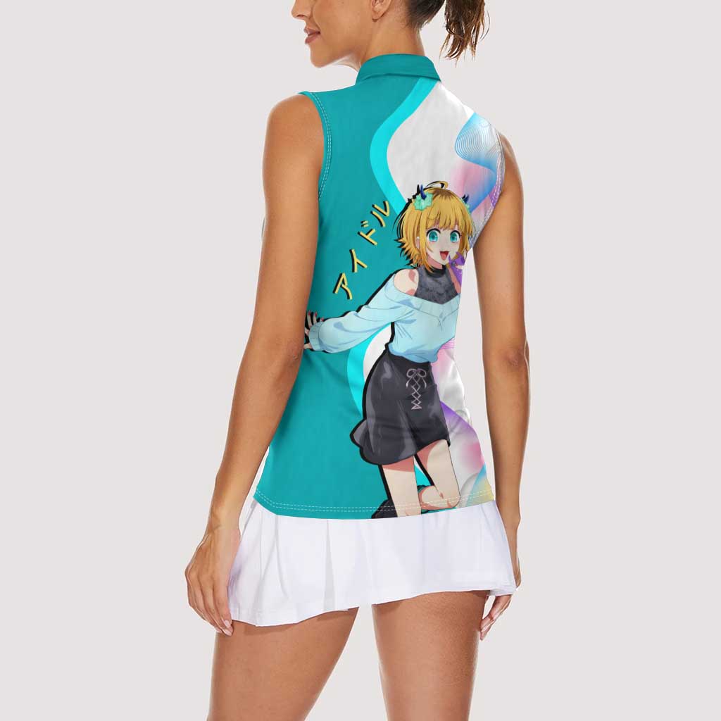 MEM-cho Idol Women Sleeveless Polo Shirt Playful Idol Anime Style