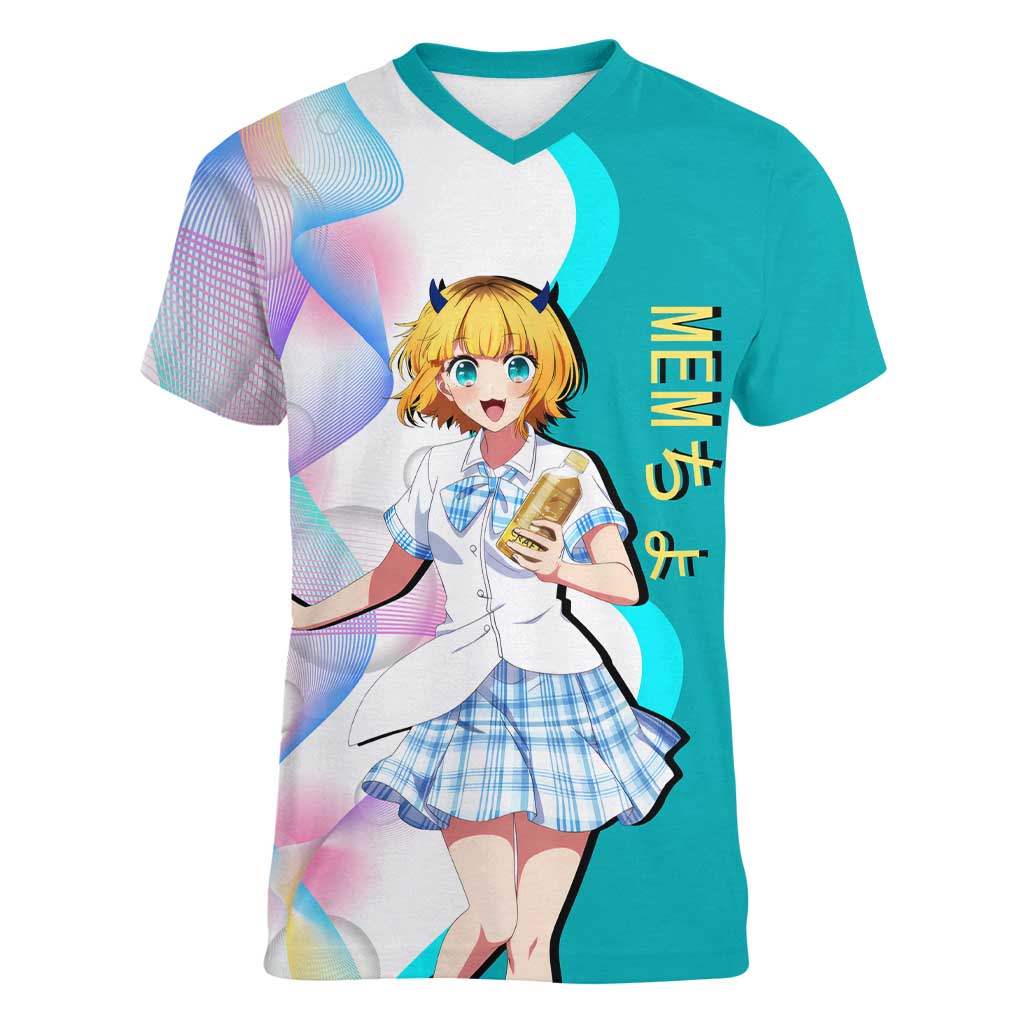 MEM-cho Idol Women V-Neck T-Shirt Playful Idol Anime Style