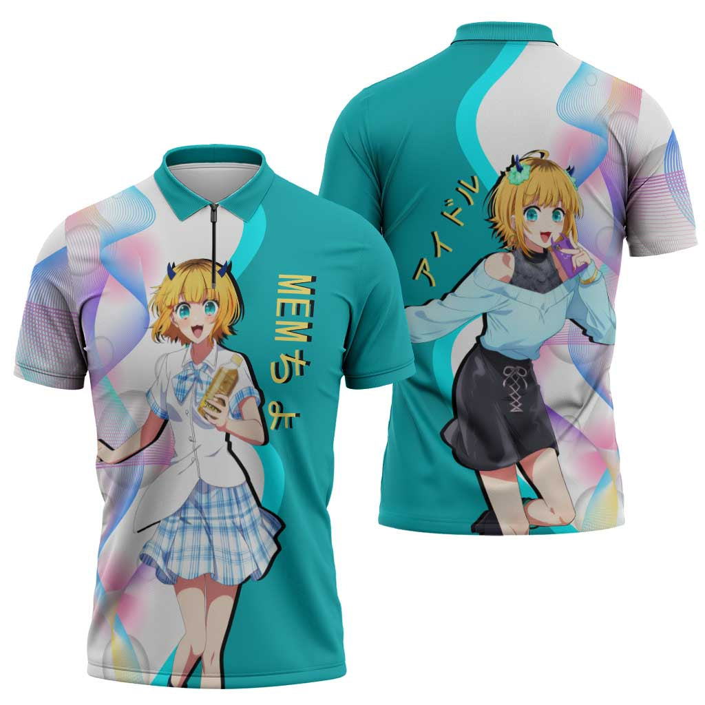 MEM-cho Idol Zipper Polo Shirt Playful Idol Anime Style