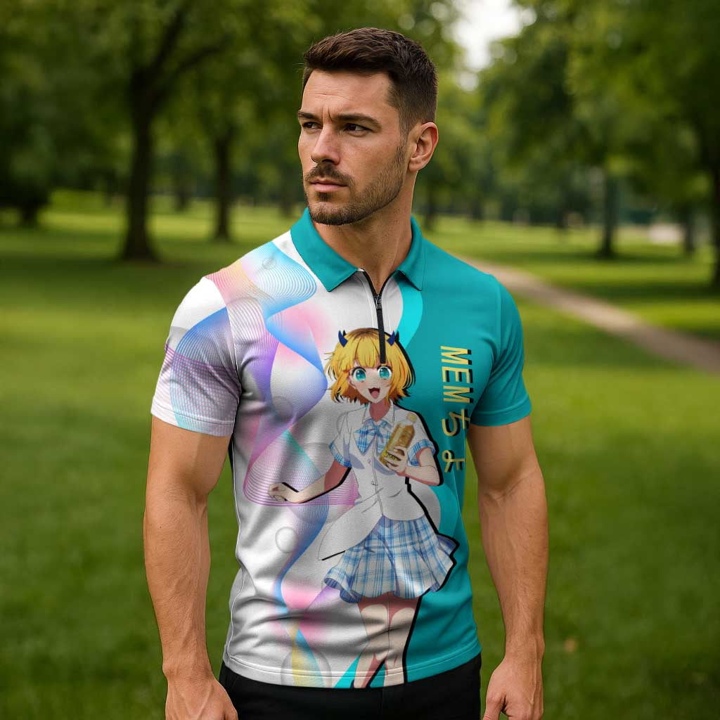 MEM-cho Idol Zipper Polo Shirt Playful Idol Anime Style