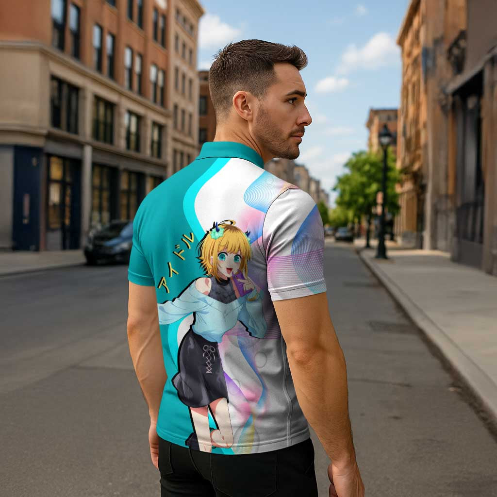 MEM-cho Idol Zipper Polo Shirt Playful Idol Anime Style