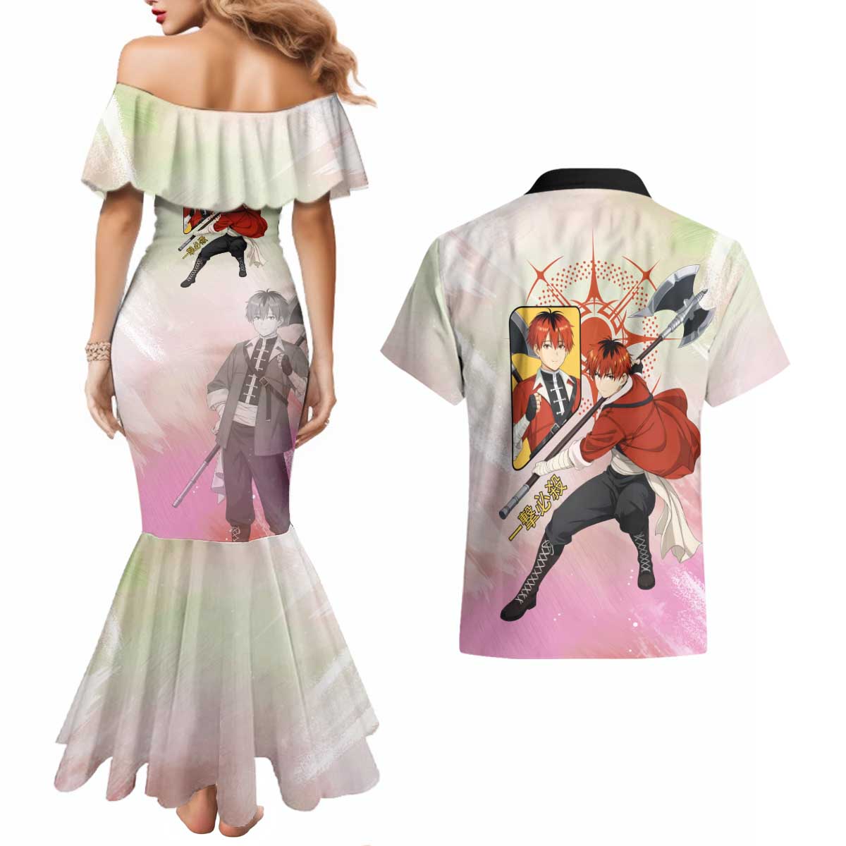 Stark Frieren Beyond Journey’s End Couples Matching Mermaid Dress and Hawaiian Shirt Dynamic Anime Warrior Style