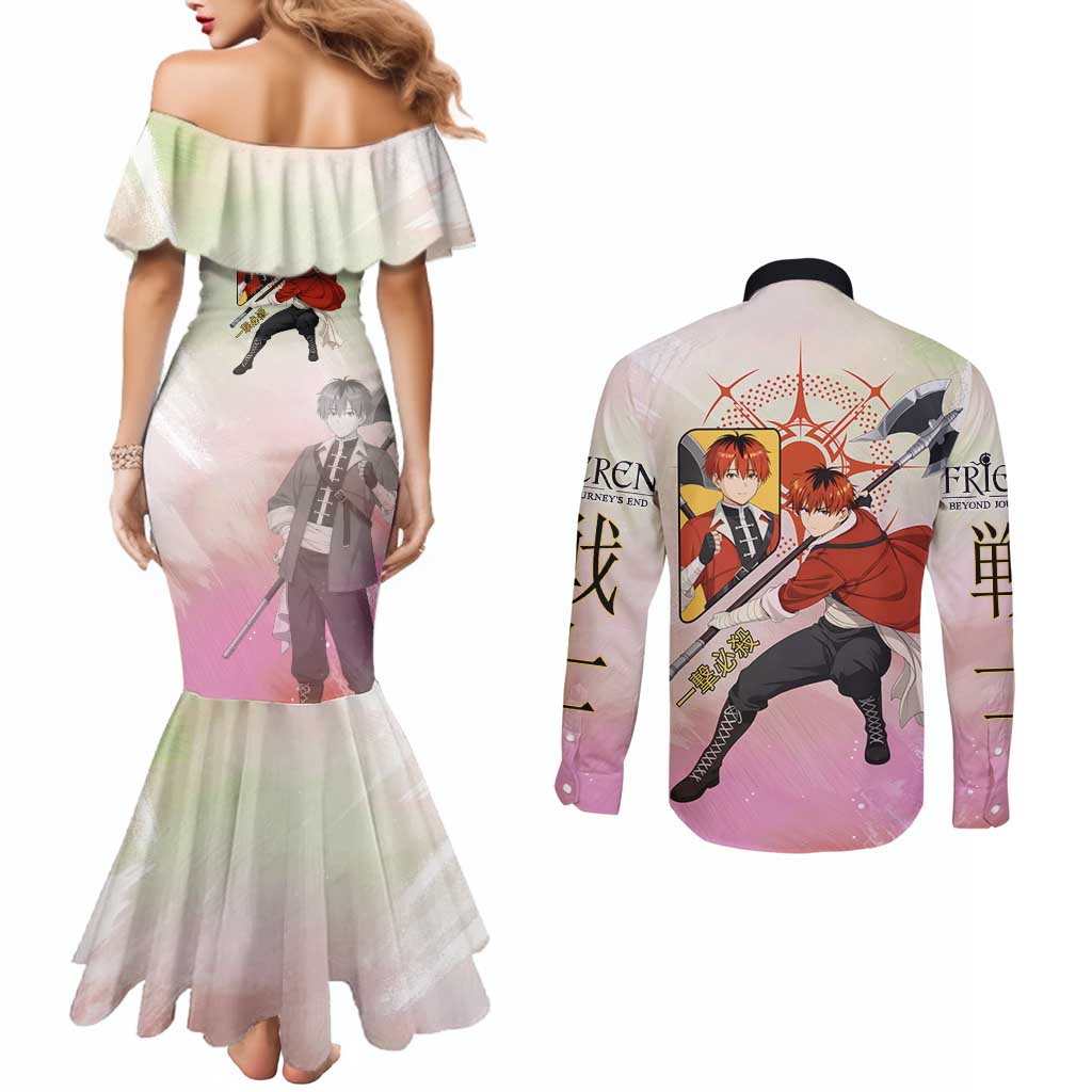 Stark Frieren Beyond Journey’s End Couples Matching Mermaid Dress and Long Sleeve Button Shirt Dynamic Anime Warrior Style