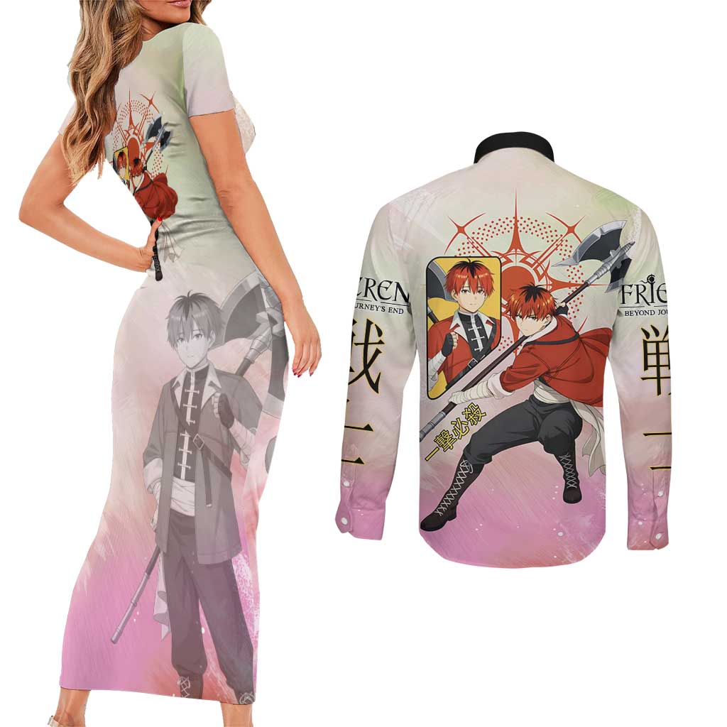Stark Frieren Beyond Journey’s End Couples Matching Short Sleeve Bodycon Dress and Long Sleeve Button Shirt Dynamic Anime Warrior Style