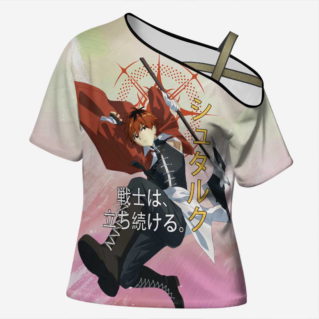 Stark Frieren Beyond Journey’s End Cross Shoulder Shirt Dynamic Anime Warrior Style