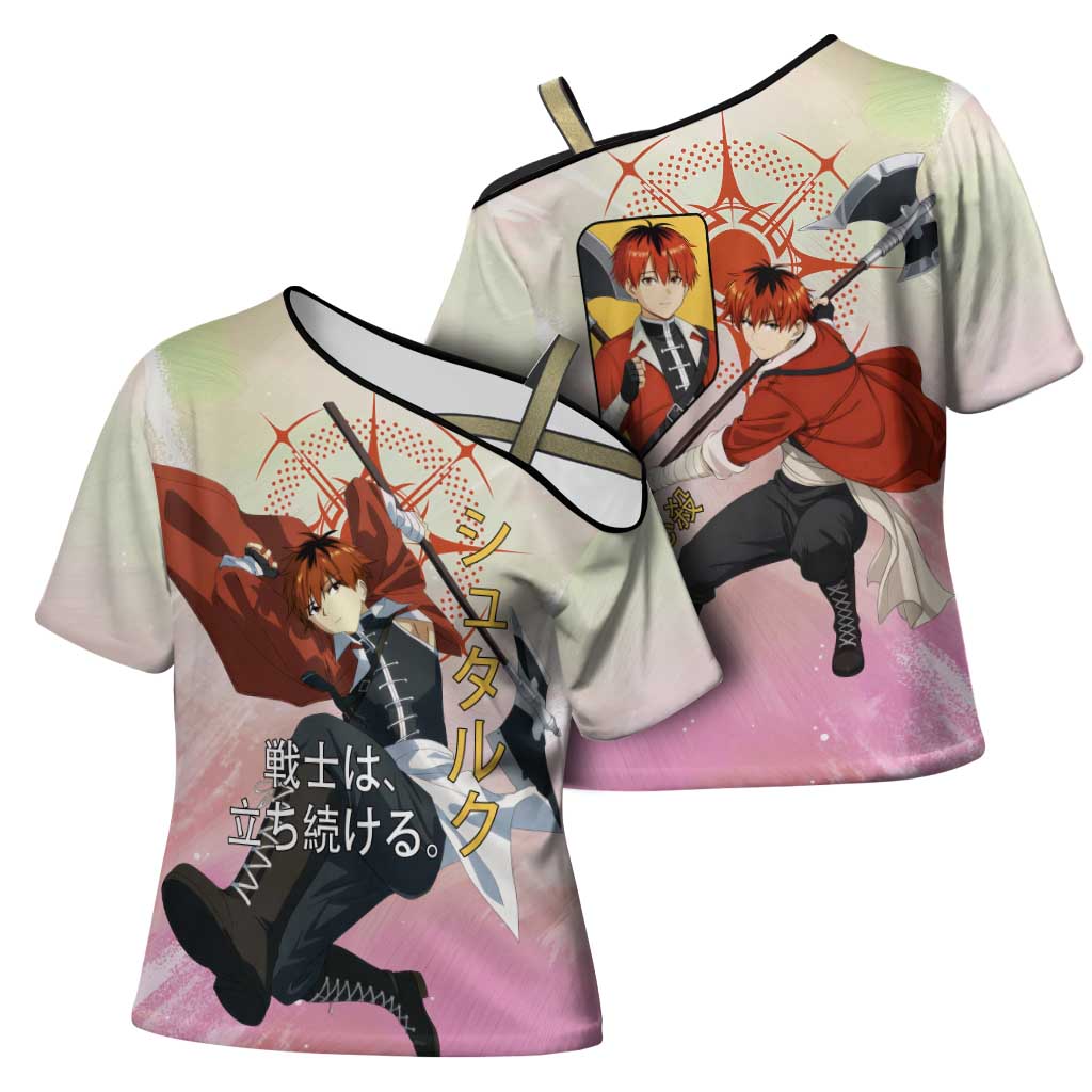 Stark Frieren Beyond Journey’s End Cross Shoulder Shirt Dynamic Anime Warrior Style