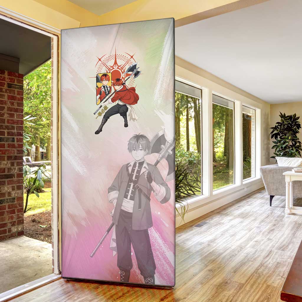 Stark Frieren Beyond Journey’s End Door Cover Dynamic Anime Warrior Style