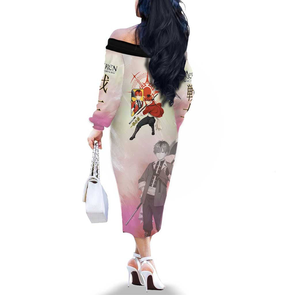 Stark Frieren Beyond Journey’s End Family Matching Off The Shoulder Long Sleeve Dress and Hawaiian Shirt Dynamic Anime Warrior Style