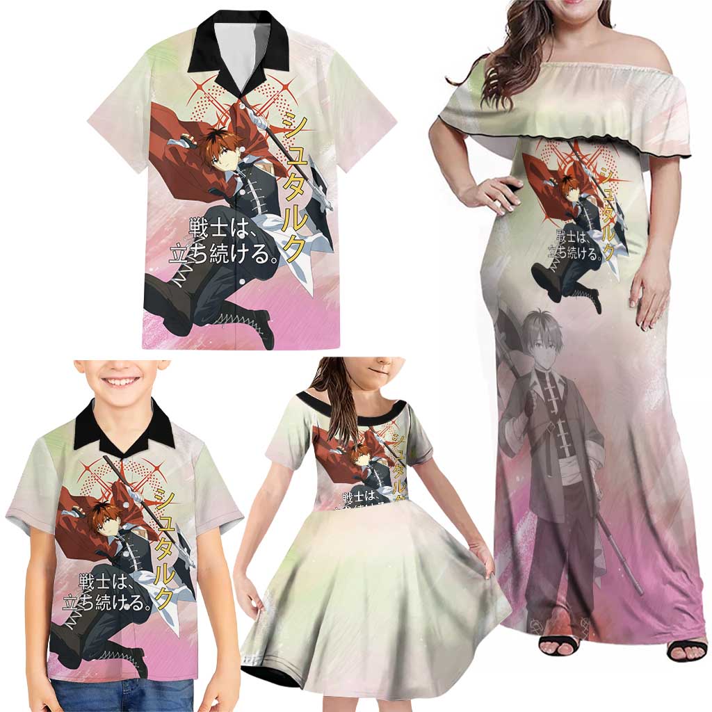 Stark Frieren Beyond Journey’s End Family Matching Off Shoulder Maxi Dress and Hawaiian Shirt Dynamic Anime Warrior Style