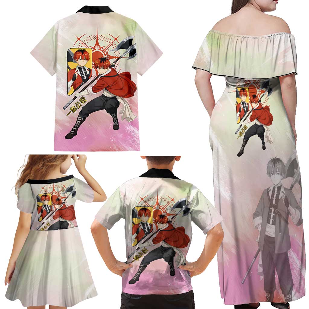 Stark Frieren Beyond Journey’s End Family Matching Off Shoulder Maxi Dress and Hawaiian Shirt Dynamic Anime Warrior Style