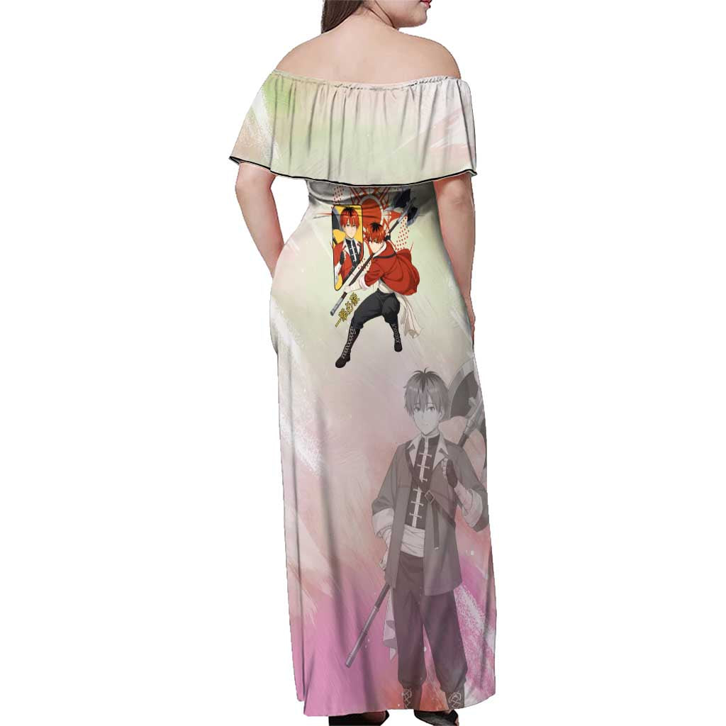 Stark Frieren Beyond Journey’s End Family Matching Off Shoulder Maxi Dress and Hawaiian Shirt Dynamic Anime Warrior Style